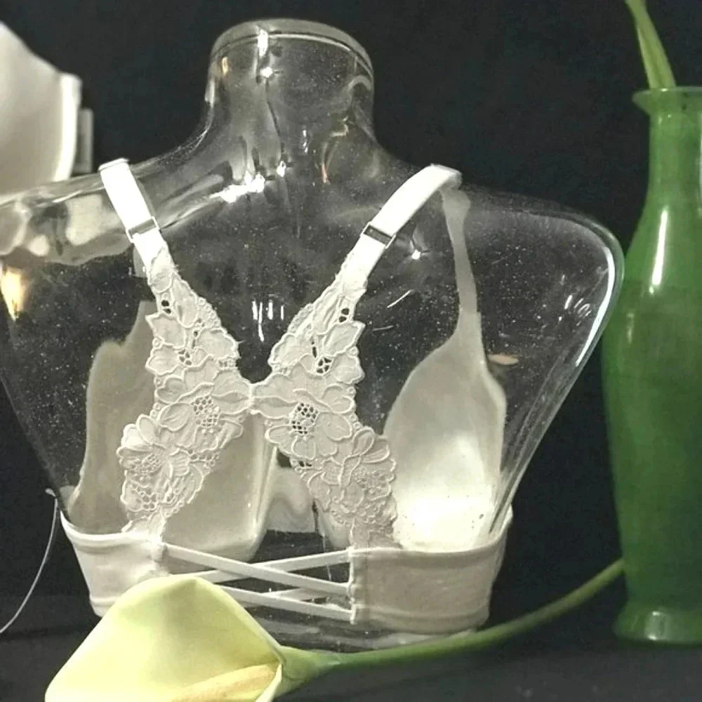 38DD Unveiled Felina Beautiful‎ Love Front Close Underwire Bra White NWT - Picture 2 of 12